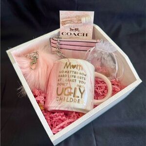 Victoria's Secret Pink and Gold Gift Box with Mug and Accessories